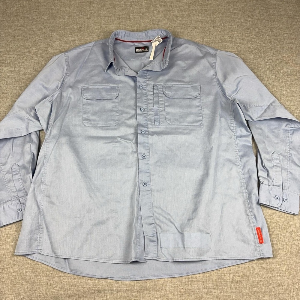 Bulwark IQ Series Shirt Mens Big 3XL Blue FR Flame Resistant Workwear Button Up